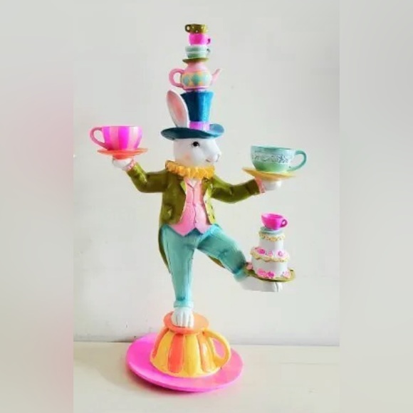 NEW Novogratz Mad Hatter Juggling Easter Bunny on Teacup 🐰 - Picture 2 of 12